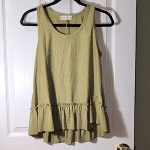 Chic Olive Green Ruffle Hem Tank Top